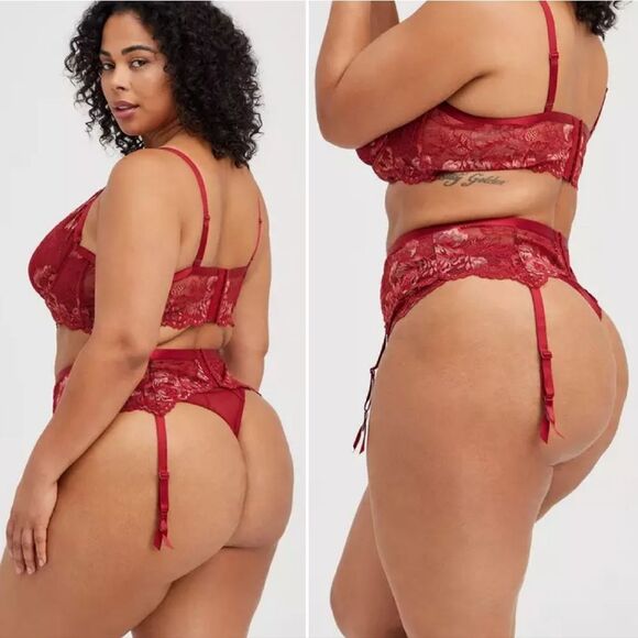 Torrid Biking Red Gold Lurex Garter Plussize 1X | 2X (14- 20) NWT - Picture 7 of 16